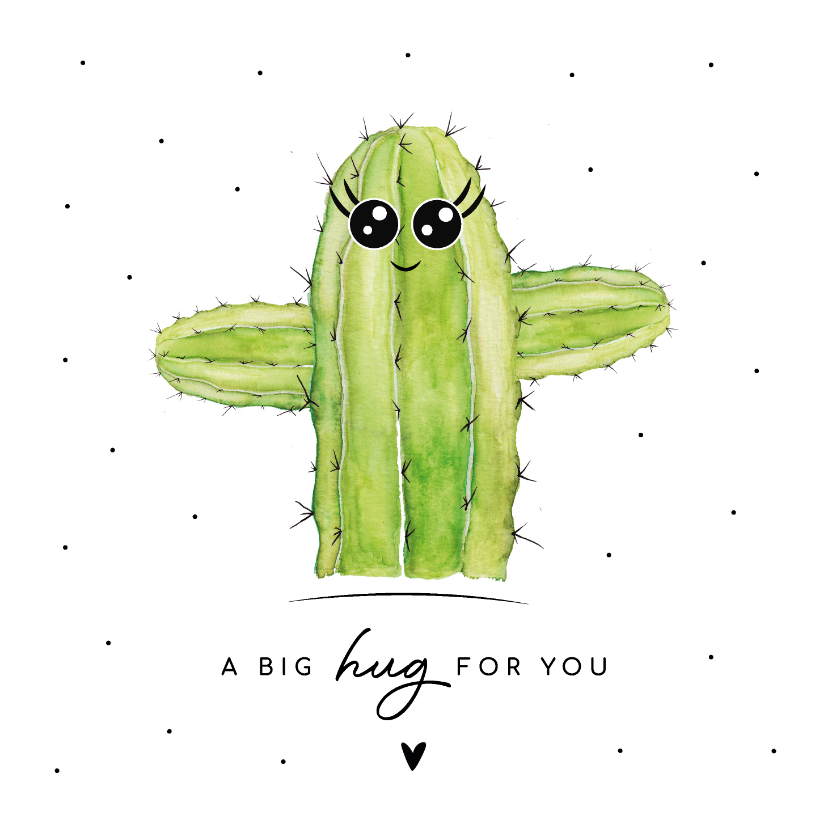 Beterschapskaarten - Beterschapskaart met cactus a big hug for you