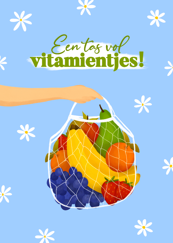 Beterschapskaarten - Beterschapskaart met een tas vol vitamientjes