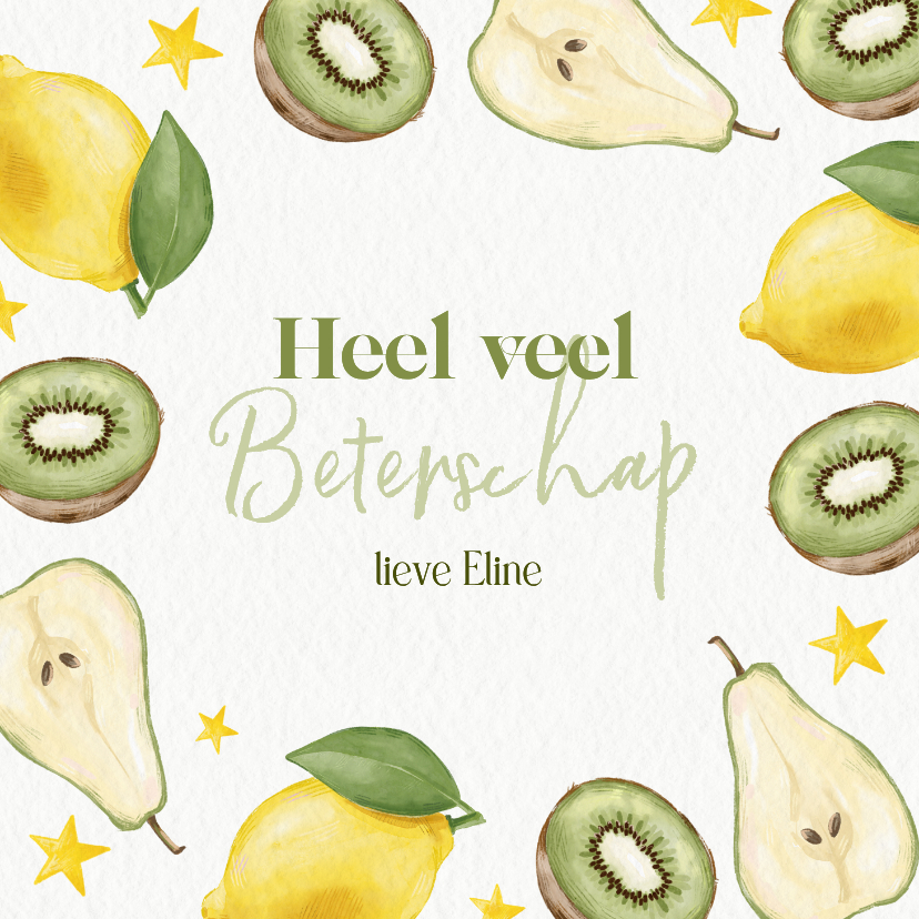 Beterschapskaarten - Beterschapskaart met illustratie van verschillend fruit