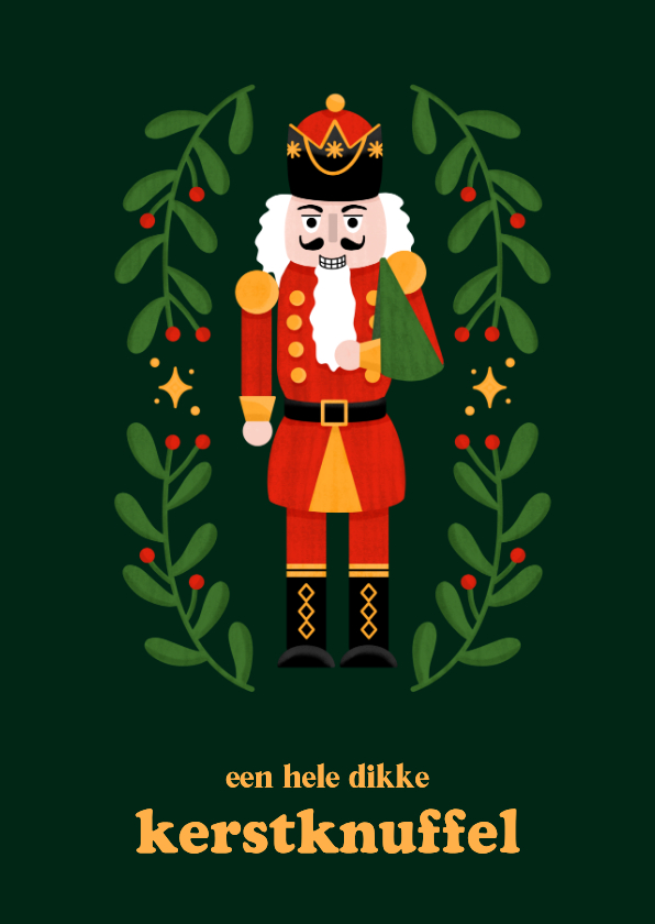 Beterschapskaart met kerst notenkraker en arm in mitella - Beterschapskaarten Beterschapskaarten - Beterschapskaart met kerst notenkraker en arm in mitella
