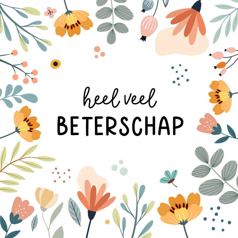 Beterschapskaarten - Beterschapskaart met kleurrijke bloemen