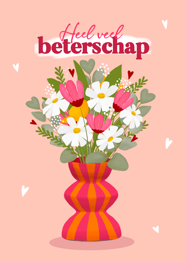 Beterschapskaart met mooie, moderne bos bloemen - Beterschapskaarten Beterschapskaarten - Beterschapskaart met mooie, moderne bos bloemen