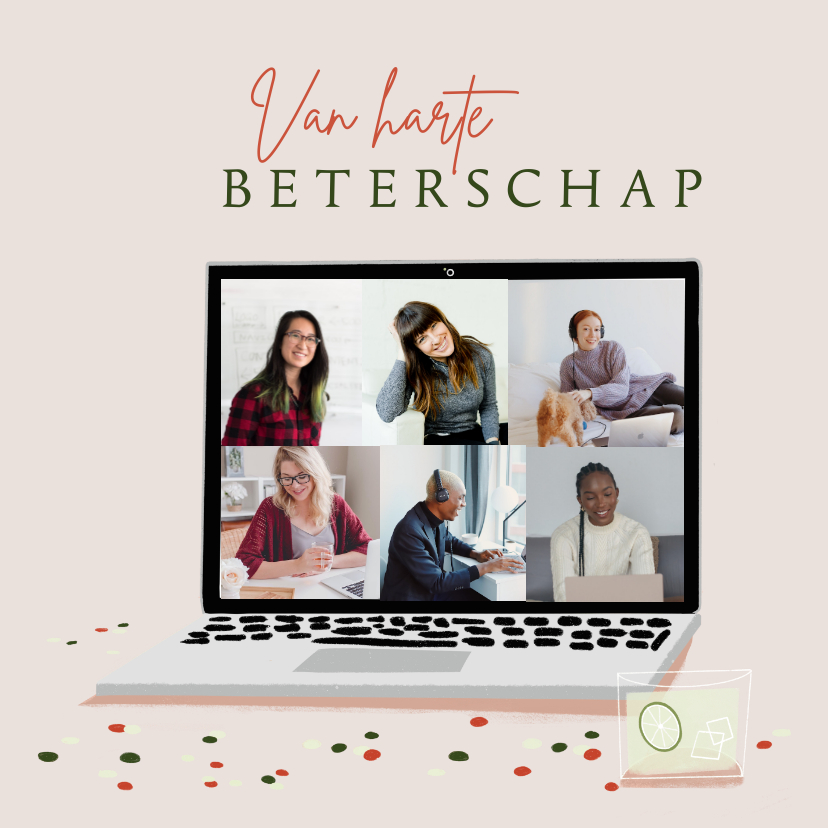 Beterschapskaarten - Beterschapskaart op afstand met laptop