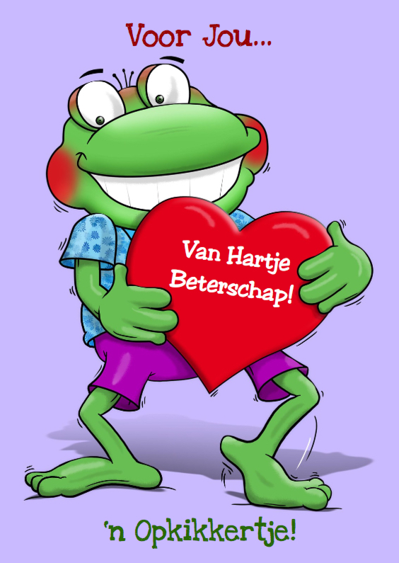 Beterschapskaart opkikkertje met hartje - Beterschapskaarten Beterschapskaarten - Beterschapskaart opkikkertje met hartje