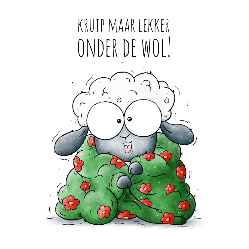 Beterschapskaarten - Beterschapskaart schaap kruip maar lekker onder de wol