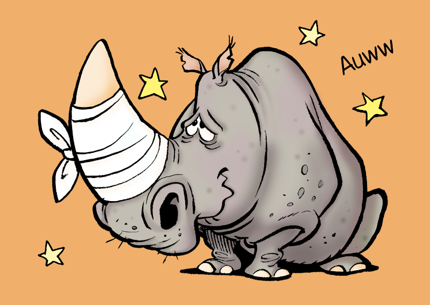 Beterschapskaartje neushoorn auw - Beterschapskaarten Beterschapskaarten - Beterschapskaartje neushoorn auw