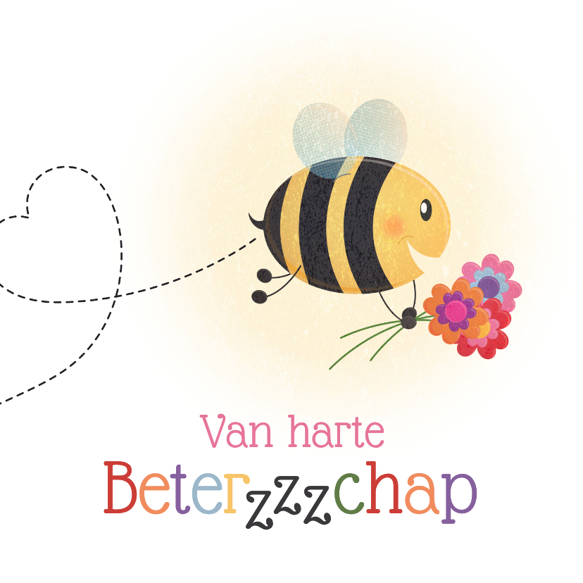 Beterschapskaarten - Beterschapskaartje van harte beterzzzchap bijtje