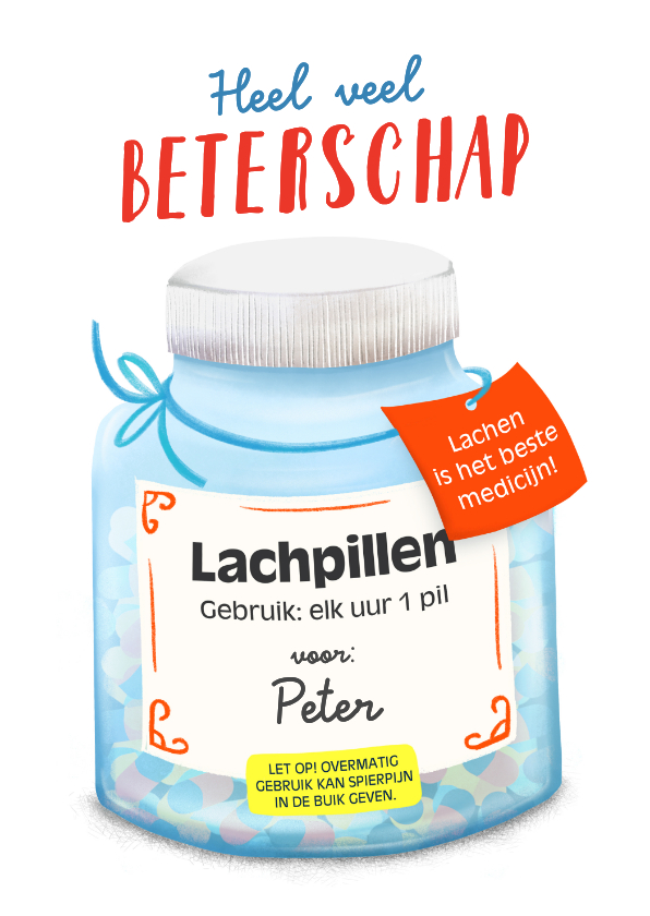 Beterschapskaarten - Grappige beterschapskaart 'Lachen is het beste medicijn!'
