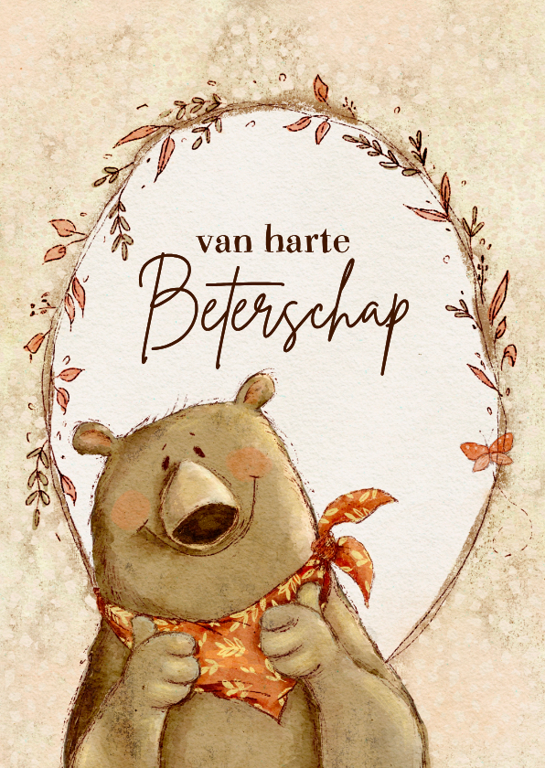 Beterschapskaarten - Grappige beterschapskaart met beer voor kind