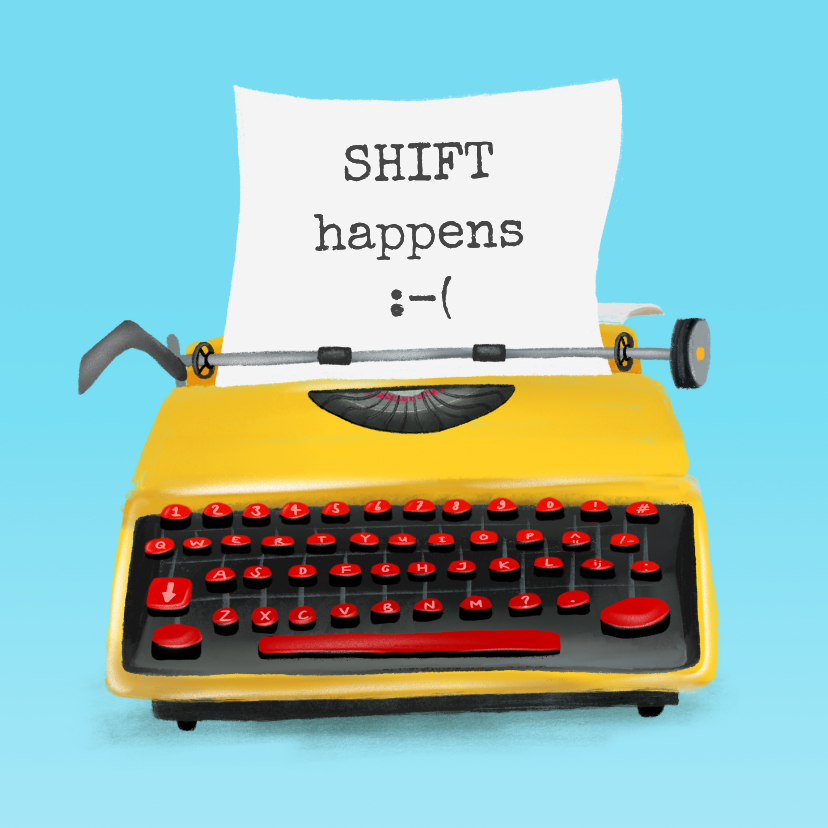 Beterschapskaarten - Grappige beterschapskaart met typemachine