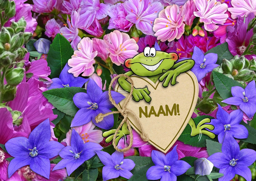 Grappige opkikker met hart en bloemen - Beterschapskaarten Beterschapskaarten - Grappige opkikker met hart en bloemen