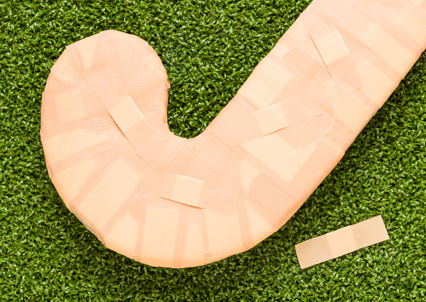 Hockey blessure met pleisters - Beterschapskaarten Beterschapskaarten - Hockey blessure met pleisters