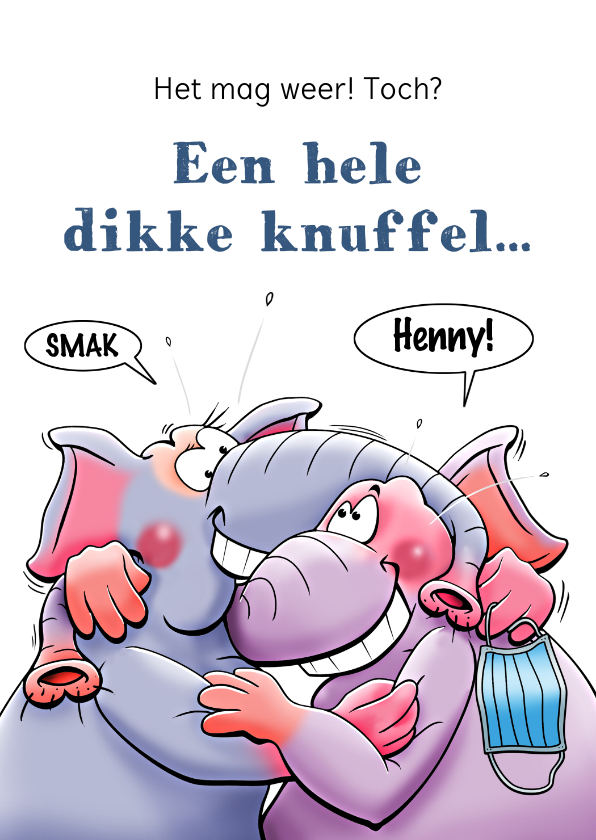 Leuke beterschapskaart met olifanten en mondkapje - Beterschapskaarten Beterschapskaarten - Leuke beterschapskaart met olifanten en mondkapje