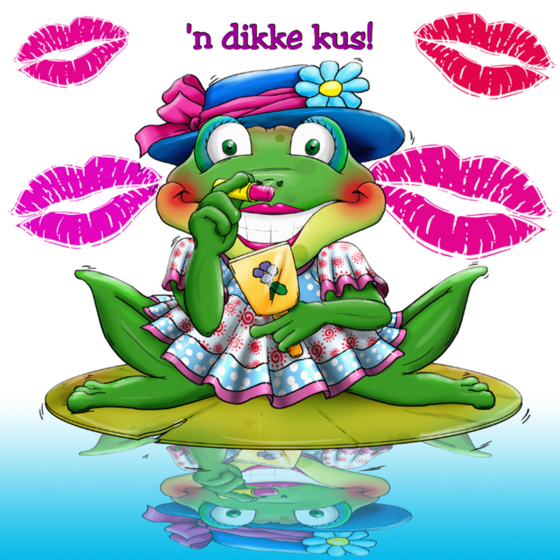 Leuke beterschapskaart opkikker met een dikke kus - Beterschapskaarten Beterschapskaarten - Leuke beterschapskaart opkikker met een dikke kus