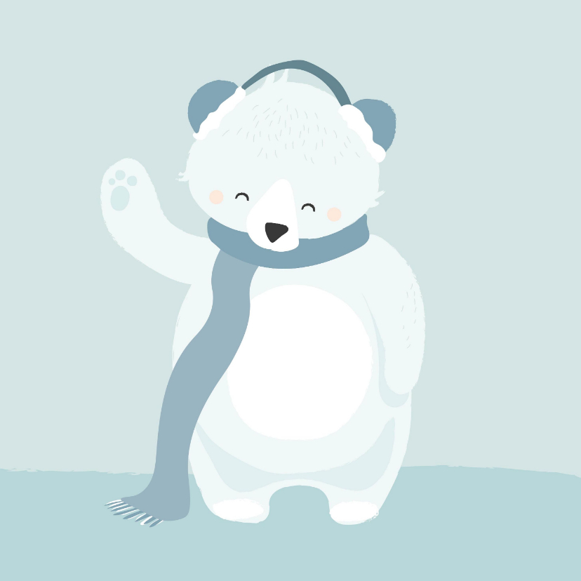 Beterschapskaarten - Lieve getekende kaart met ijsbeer en een warme sjaal