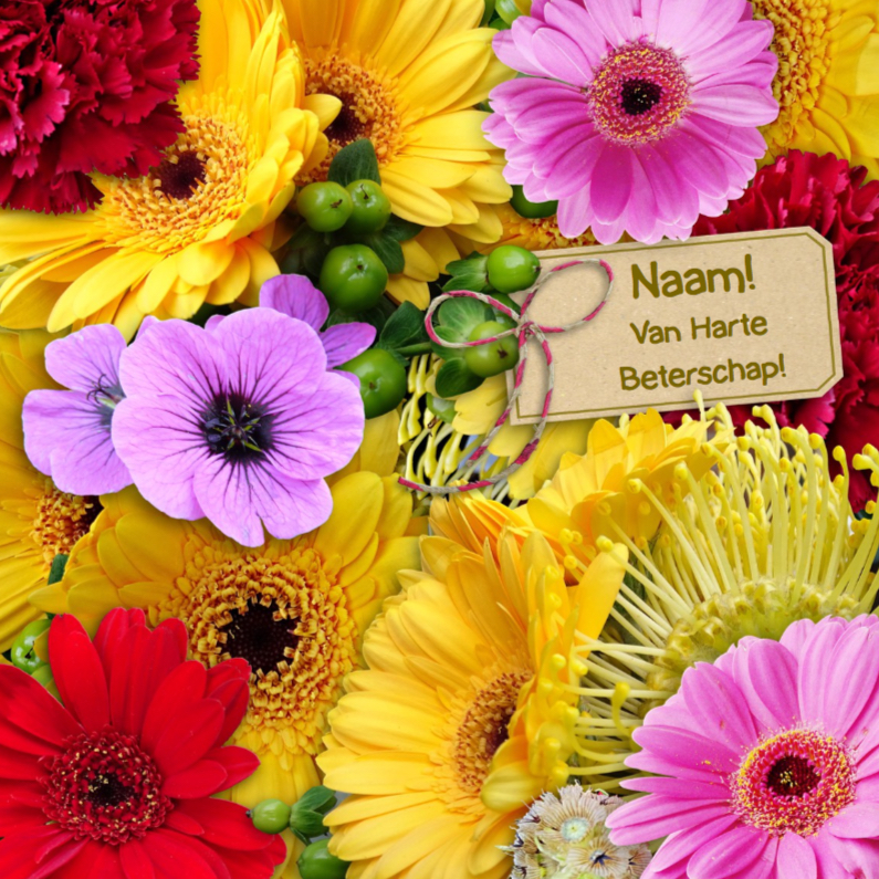 Mooie beterschapskaart met bos bloemen - Beterschapskaarten Beterschapskaarten - Mooie beterschapskaart met bos bloemen