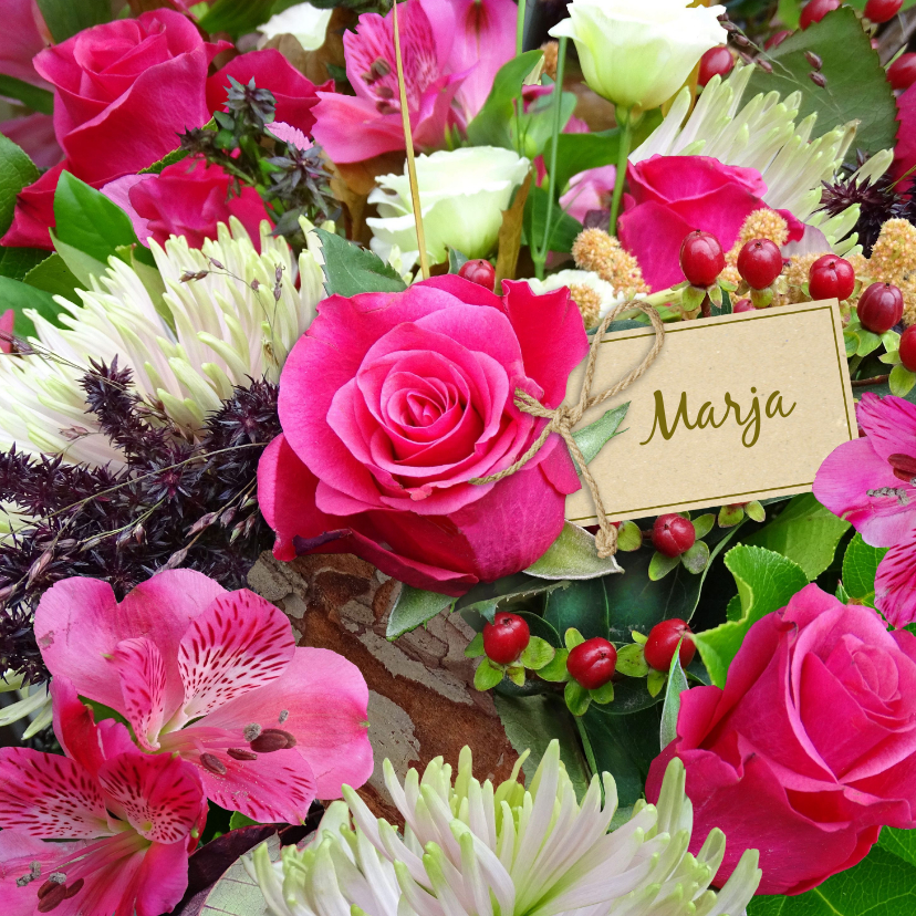 Beterschapskaarten - Mooie Beterschapskaart met rozen en Chrysanten