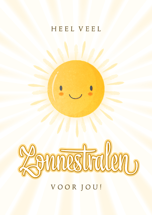 Opbeurende beterschapskaart met zon en zonnestralen - Beterschapskaarten Beterschapskaarten - Opbeurende beterschapskaart met zon en zonnestralen