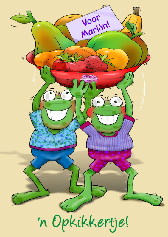 Opkikker met fruitschaal - Beterschapskaarten Beterschapskaarten - Opkikker met fruitschaal