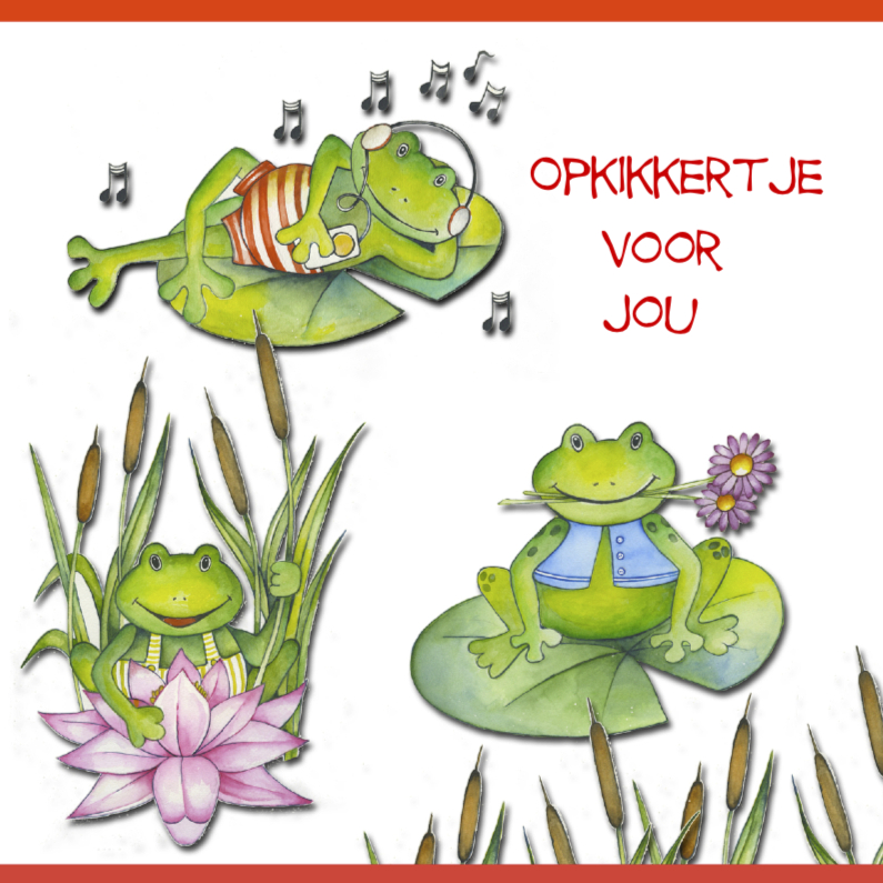 Opkikkertje kikkers - Beterschapskaarten Beterschapskaarten - Opkikkertje kikkers