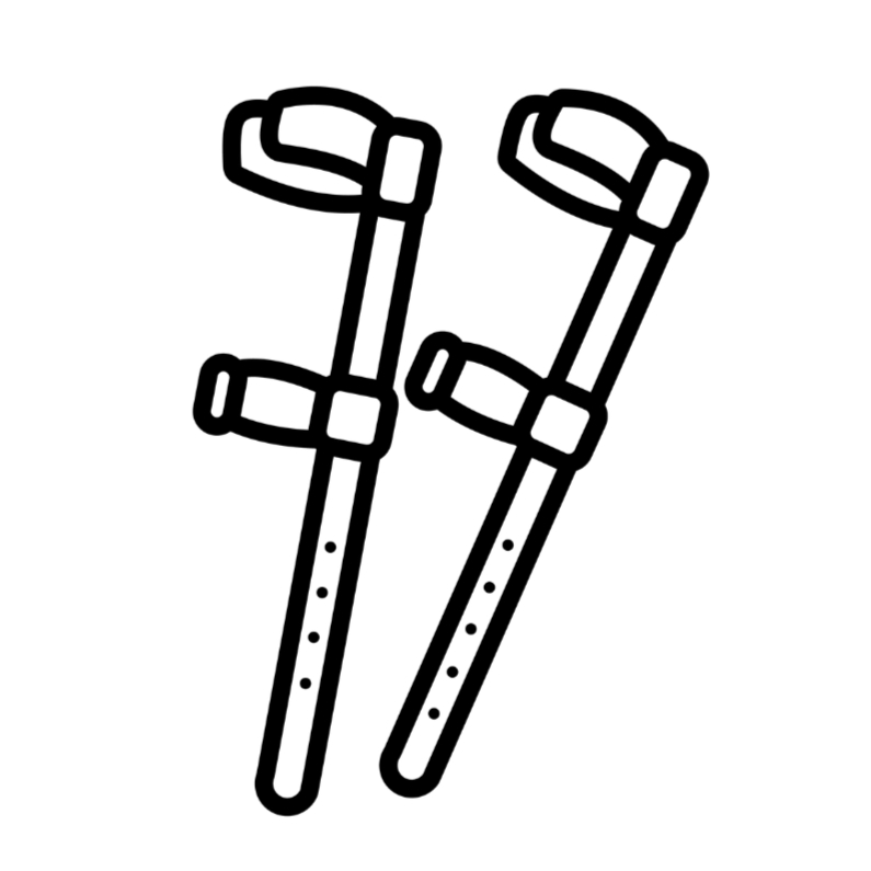 Strakke beterschapskaarte met een illustratie van krukken - Beterschapskaarten Beterschapskaarten - Strakke beterschapskaarte met een illustratie van krukken