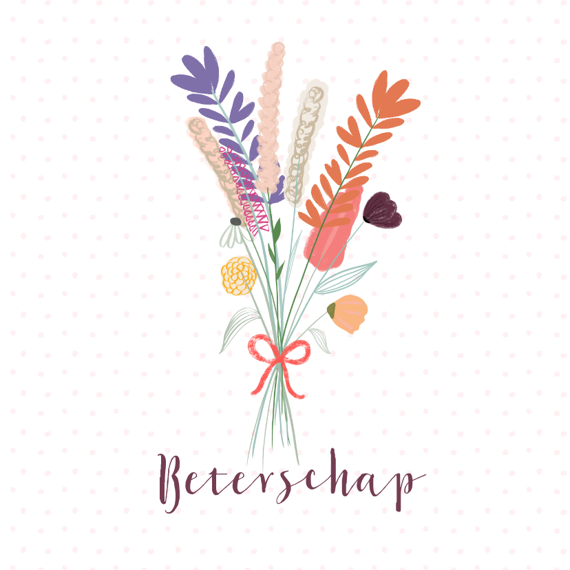 Veldbloemenboeket beterschap - Beterschapskaarten Beterschapskaarten - Veldbloemenboeket beterschap