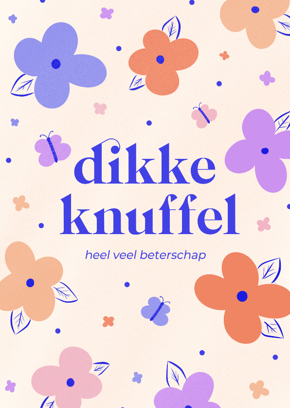 Vrolijk beterschapskaartje met bloemen en vlinders - Beterschapskaarten Beterschapskaarten - Vrolijk beterschapskaartje met bloemen en vlinders