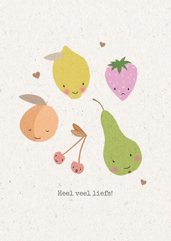 Vrolijke beterschapskaart met schattig fruit - Beterschapskaarten Beterschapskaarten - Vrolijke beterschapskaart met schattig fruit