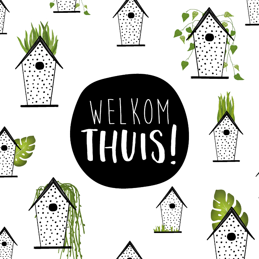 Beterschapskaarten - Welkom thuis kaart met kleine schattige huisjes