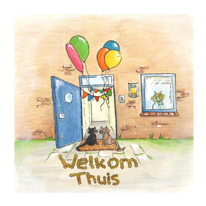 Beterschapskaarten - Welkom Thuis met ballonnen