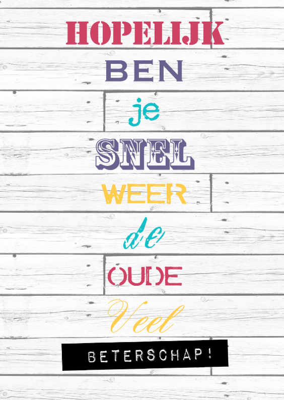 Woorden Veel beterschap! - BK - Beterschapskaarten Beterschapskaarten - Woorden Veel beterschap! - BK