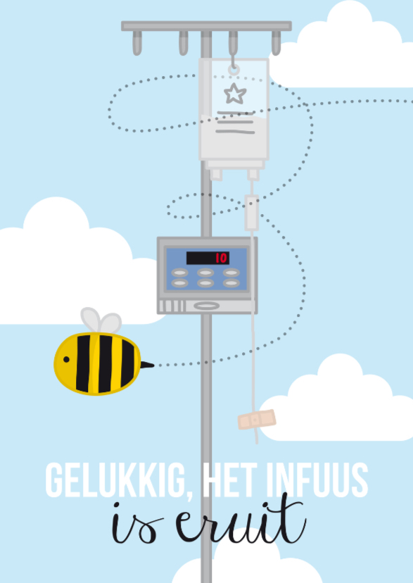Ziekenhuis- Bij Infuus eruit - Beterschapskaarten Beterschapskaarten - Ziekenhuis- Bij Infuus eruit