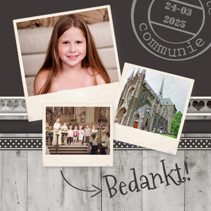 Antraciet Communie bedankt - BK - Communiekaarten Communiekaarten - Antraciet Communie bedankt - BK