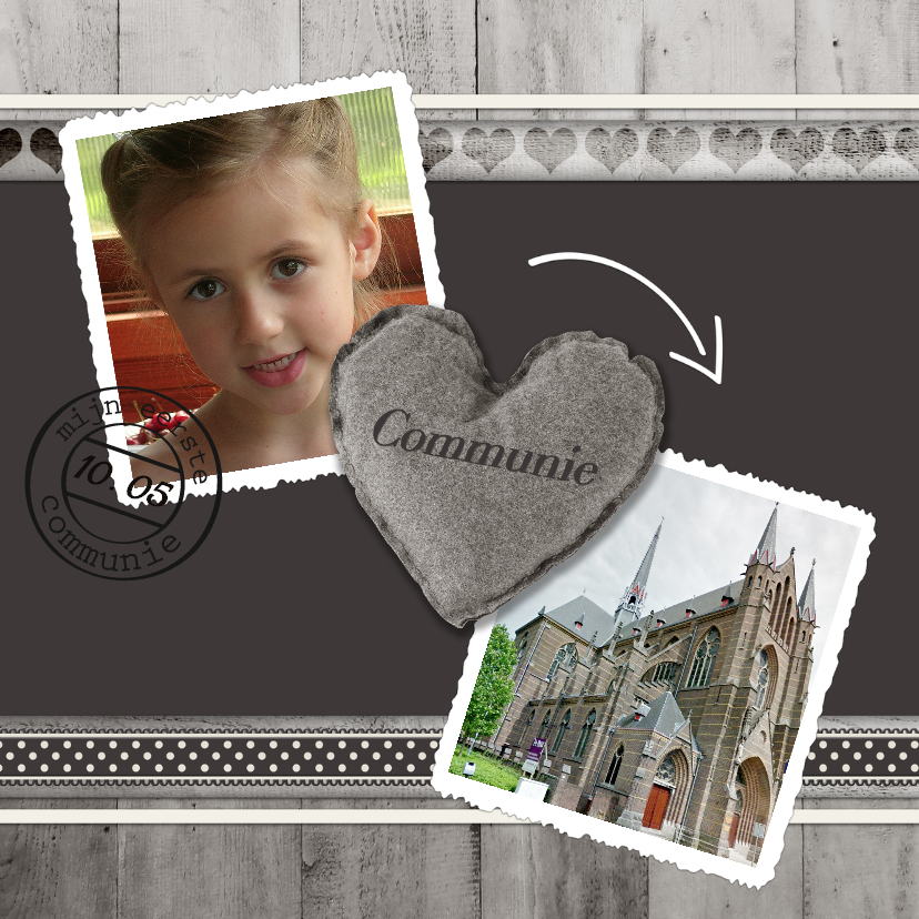 Antraciet Communie meisje - BK - Communiekaarten Communiekaarten - Antraciet Communie meisje - BK