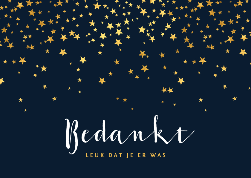 Communiekaarten - Bedankkaart communie stijlvol sterren goudlook