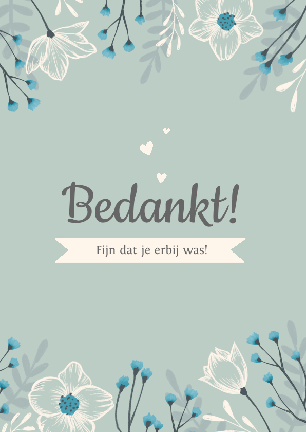 Bedankkaartje Lentefeest stijlvol en hip met bloemen - Communiekaarten Communiekaarten - Bedankkaartje Lentefeest stijlvol en hip met bloemen