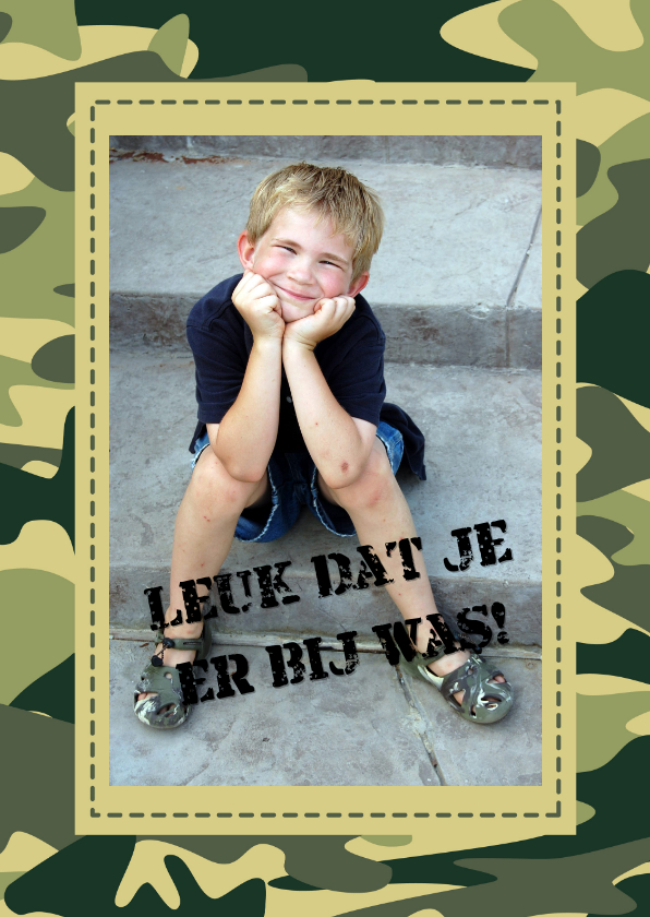 Communie bedankkaart groen camouflage - Communiekaarten Communiekaarten - Communie bedankkaart groen camouflage