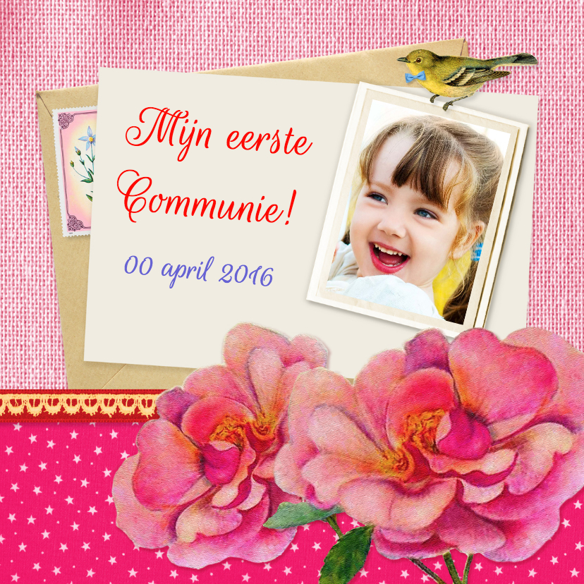 Communie bloemen meisje - Communiekaarten Communiekaarten - Communie bloemen meisje