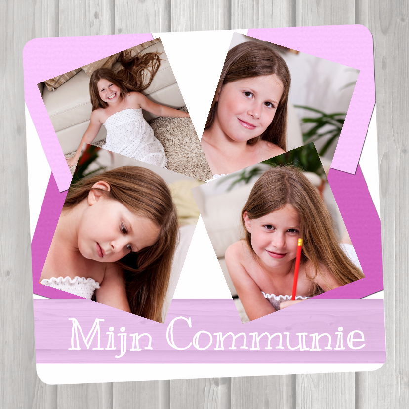 Communie collage Roze -BK - Communiekaarten Communiekaarten - Communie collage Roze -BK