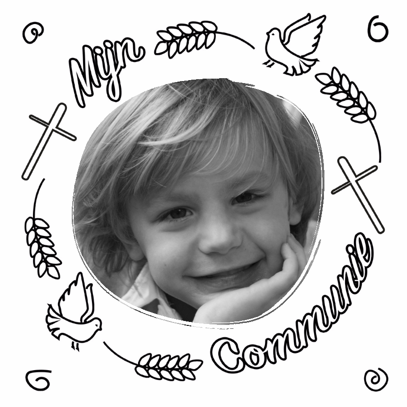 Communie doodle zwart wit - BK - Communiekaarten Communiekaarten - Communie doodle zwart wit - BK