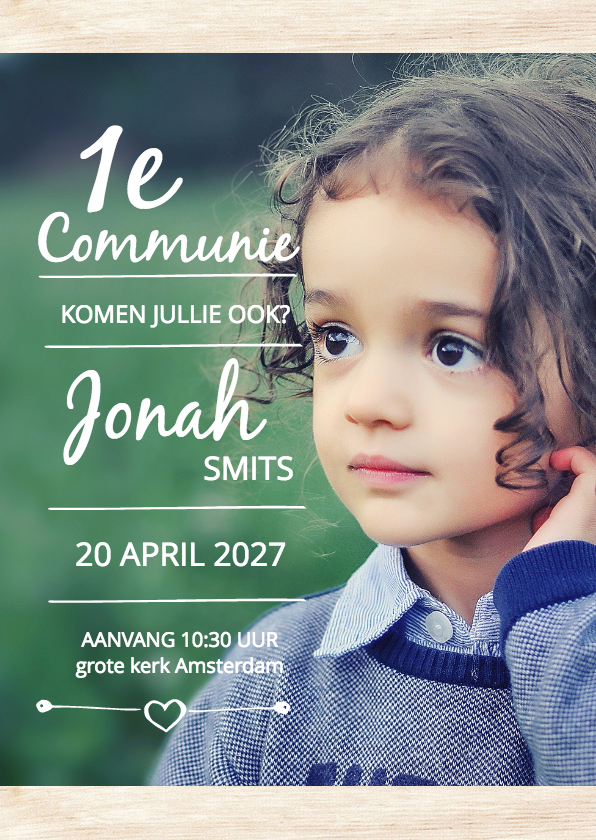 Communie grote foto Jonah - DH - Communiekaarten Communiekaarten - Communie grote foto Jonah - DH