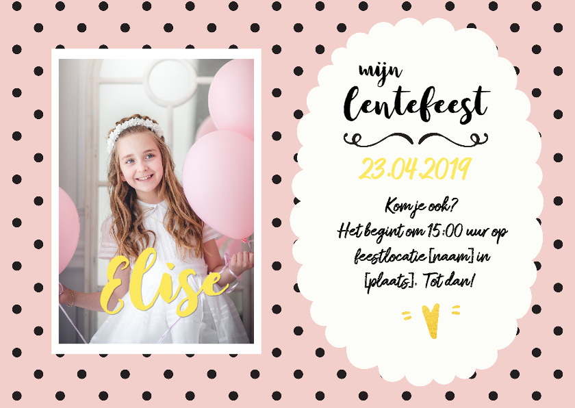 Communie - lentefeest met foto stippen - Communiekaarten Communiekaarten - Communie - lentefeest met foto stippen