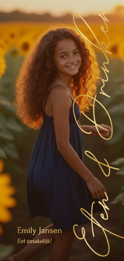 Communiekaarten - Communie menukaart stijlvol met grote foto en foliedruk