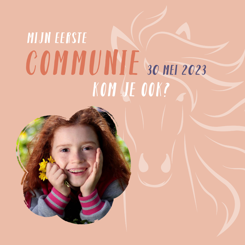 Communiekaarten - Communie paard meisje