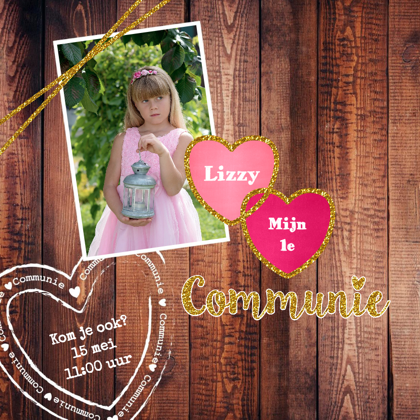 Communie stoer lief en glitter V - Communiekaarten Communiekaarten - Communie stoer lief en glitter V