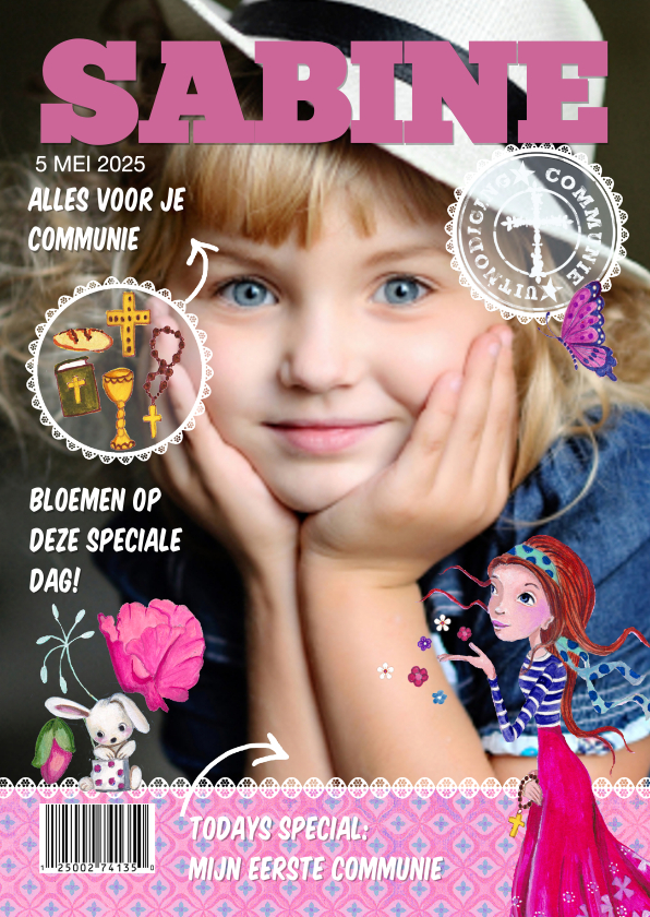 Communie TIJDSCHRIFT meisje Foto G - Communiekaarten Communiekaarten - Communie TIJDSCHRIFT meisje Foto G