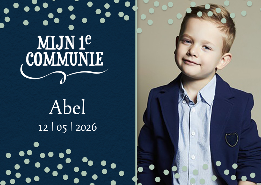 Communiekaarten - Communiekaart confetti en toffe foto