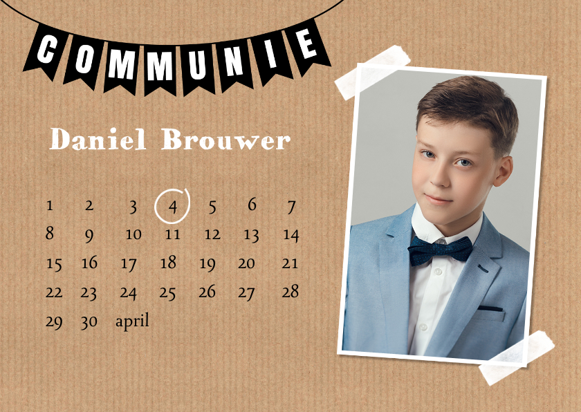 Communiekaart eigen foto kalender kraft - Communiekaarten Communiekaarten - Communiekaart eigen foto kalender kraft