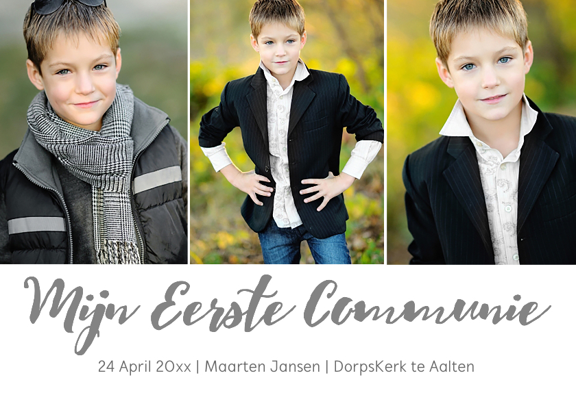 Communiekaarten - Communiekaart jongen 3 foto's
