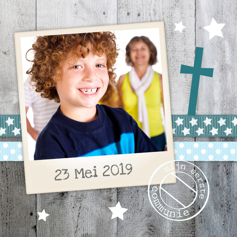 Communiekaart Jongen Hout Ster - Communiekaarten Communiekaarten - Communiekaart Jongen Hout Ster